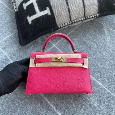 MINI KELLY II (20) EPSOM LEATHER ROSE EXTREME WITH GOLD HARDWARE (GHW) - 1