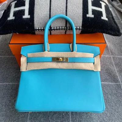 BIRKIN 30 SWIFT LEATHER BLEU DU NORD WITH GOLD HARDWARE (GHW) - 1