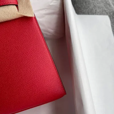 KELLY 25 EPSOM LEATHER ROUGE CASAQUE WITH GOLD HARDWARE (GHW) - 4