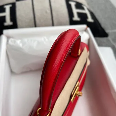 KELLY 25 EPSOM LEATHER ROUGE CASAQUE WITH GOLD HARDWARE (GHW) - 5