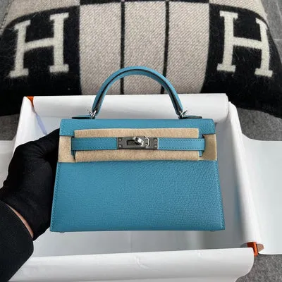 MINI KELLY II (20) CHEVRE LEATHER BLEU PAON WITH PALLADIUM HARDWARE (PHW) - 1