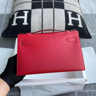 KELLY POCHETTE EPSOM LEATHER ROUGE CASAQUE WITH GOLD HARDWARE (GHW) - 2