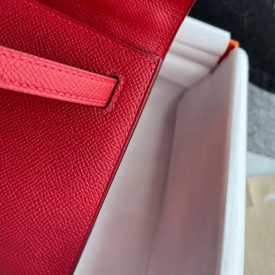 KELLY POCHETTE EPSOM LEATHER ROUGE CASAQUE WITH GOLD HARDWARE (GHW) - 5