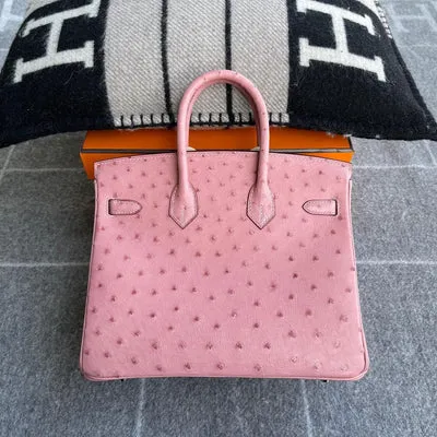 BIRKIN 25 OSTRICH LEATHER PINK TERRE CUITE PALLADIUM HARDWARE (PHW) - 2