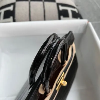 BIRKIN 25 SHINY NILOTICUS CROCODILE LEATHER NOIR (BLACK) WITH GOLD HARDWARE (GHW) - 4