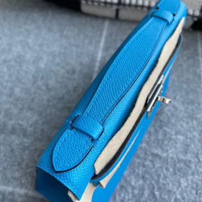 KELLY POCHETTE EPSOM LEATHER BLEU IZMIR WITH PALLADIUM HARDWARE (PHW) - 2