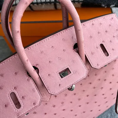 BIRKIN 25 OSTRICH LEATHER PINK TERRE CUITE PALLADIUM HARDWARE (PHW) - 3