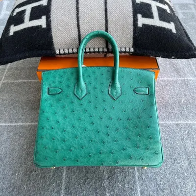 BIRKIN 25 OSTRICH LEATHER VERT VERTIGO WITH GOLD HARDWARE (GHW) - 2