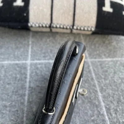 MINI KELLY II (20) OSTRICH LEATHER NOIR (BLACK) WITH PALLADIUM HARDWARE (PHW) - 6