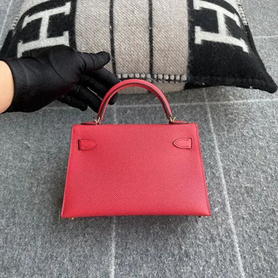 MINI KELLY II (20) EPSOM LEATHER ROSE JAIPUR WITH GOLD HARDWARE (GHW) - 2