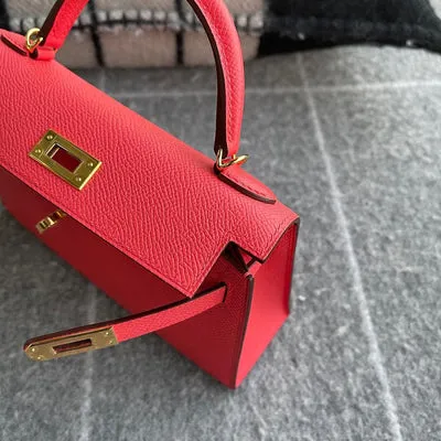 MINI KELLY II (20) EPSOM LEATHER ROSE JAIPUR WITH GOLD HARDWARE (GHW) - 3