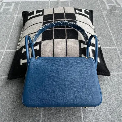 LINDY 26 CLEMENCE LEATHER DEEP BLUE WITH GOLD HARDWARE (GHW) - 2