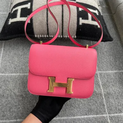 CONSTANCE 18 (MINI) EPSOM LEATHER ROSE AZALEE WITH GOLD HARDWARE (GHW) - 2