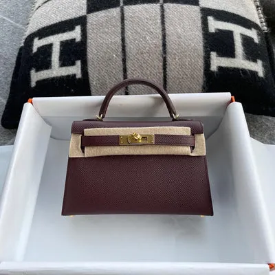MINI KELLY II (20) EPSOM LEATHER BORDEAUX WITH GOLD HARDWARE (GHW) - 1