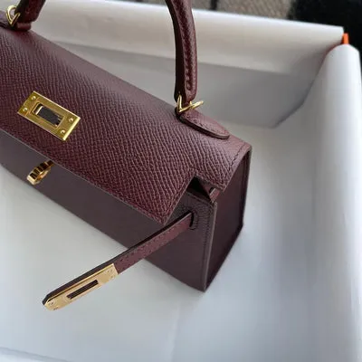 MINI KELLY II (20) EPSOM LEATHER BORDEAUX WITH GOLD HARDWARE (GHW) - 4