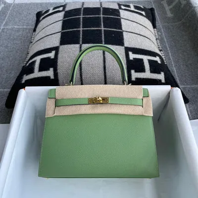 KELLY 25 EPSOM LEATHER VERT CRIQUET WITH GOLD HARDWARE (GHW) - 1