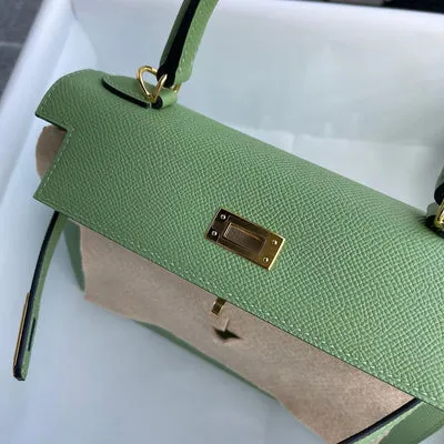KELLY 25 EPSOM LEATHER VERT CRIQUET WITH GOLD HARDWARE (GHW) - 4