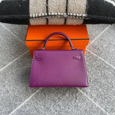 MINI KELLY II (20) CHEVRE LEATHER ANEMONE WITH PALLADIUM HARDWARE (PHW) - 2