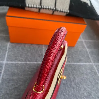 KELLY 25 LIZARD LEATHER ROUGE WITH GOLD HARDWARE (GHW) - 5