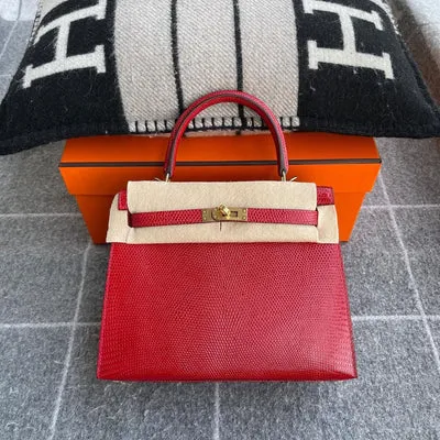 KELLY 25 LIZARD LEATHER ROUGE WITH GOLD HARDWARE (GHW) - 1