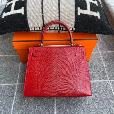 KELLY 25 LIZARD LEATHER ROUGE WITH GOLD HARDWARE (GHW) - 2