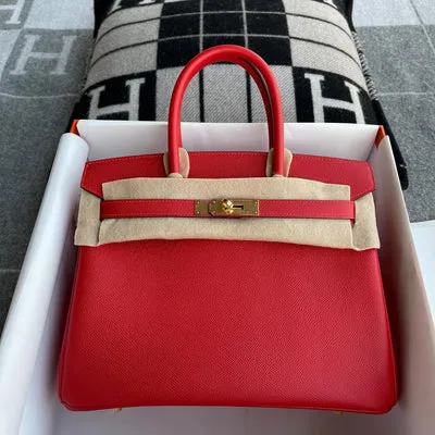 BIRKIN 25 EPSOM LEATHER ROUGE CASAQUE WITH GOLD HARDWARE (GHW) - 1