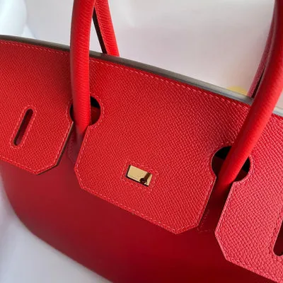 BIRKIN 25 EPSOM LEATHER ROUGE CASAQUE WITH GOLD HARDWARE (GHW) - 3