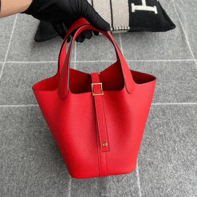 PICOTIN 18 LOCK CLEMENCE LEATHER ROUGE TOMATE WITH GOLD HARDWARE (GHW) - 1