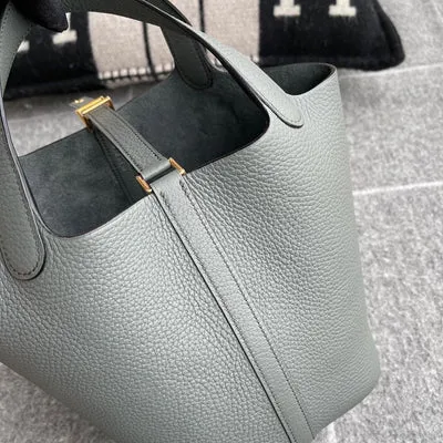 PICOTIN 18 LOCK CLEMENCE LEATHER VERT AMANDE WITH GOLD HARDWARE (GHW) - 3