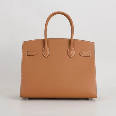 BIRKIN 30 EPSOM LEATHER (SELLIER SHAPE) GOLD WITH PALLADIUM HARDWARE (PHW) - 3