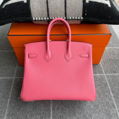 BIRKIN 25 SWIFT LEATHER ROSE AZALEE WITH PALLADIUM HARDWARE (PHW) - 2