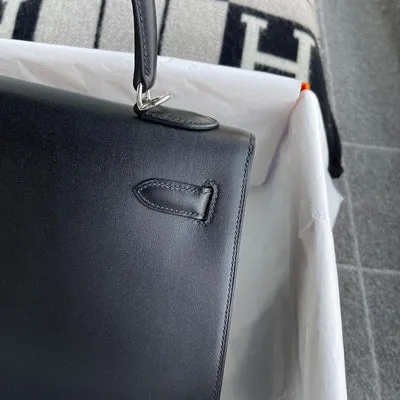 KELLY 32 BLACK BOX CALF LEATHER WITH PALLADIUM HARDWARE (PHW) - 4