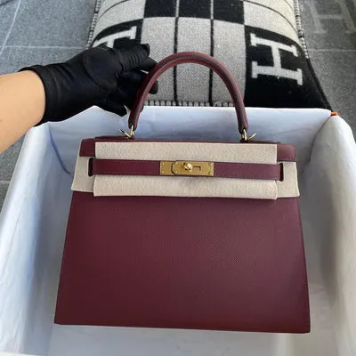 KELLY 28 EPSOM LEATHER ROUGE H WITH GOLD HARDWARE (GHW) - 1