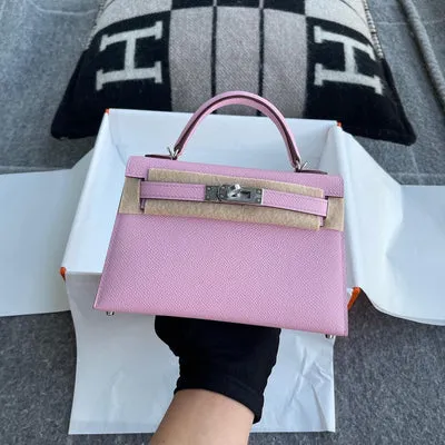MINI KELLY II (20) EPSOM LEATHER MAUVE SYLVESTRE WITH PALLADIUM HARDWARE (PHW) - 1