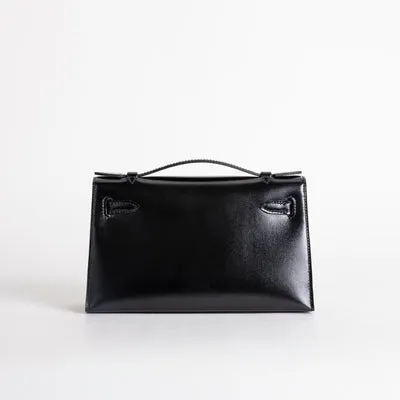 KELLY POCHETTE SO BLACK BOX CALF LEATHER WITH PVD BLACK HARDWARE (LIMITED) - 2