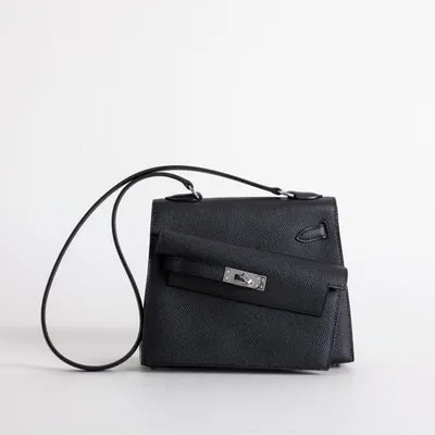 KELLY DESORDRE EPSOM LEATHER NOIR (BLACK) WITH PALLADIUM HARDWARE (PHW) - 1