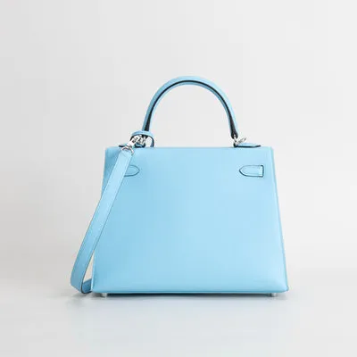 KELLY 25 EPSOM LEATHER CELESTE WITH PALLADIUM HARDWARE (PHW) - 3