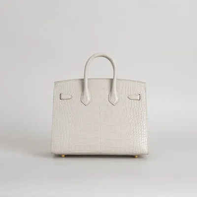 BIRKIN 20 (SELLIER SHAPE) MATTE MISSISSIPPIENSIS ALLIGATOR LEATHER BETON WITH GOLD HARDWARE (GHW) - 3