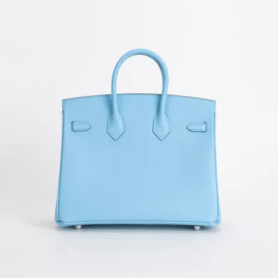 BIRKIN 25 EPSOM LEATHER CELESTE WITH PALLADIUM HARDWARE (PHW) - 3