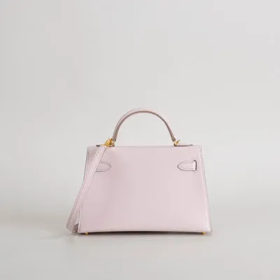 MINI KELLY II (20) CHEVRE LEATHER ROSE DARLING WITH GOLD HARDWARE (GHW) - 3