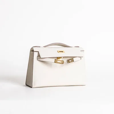 KELLY POCHETTE SWIFT LEATHER CRAIE WITH GOLD HARDWARE (GHW) - 3