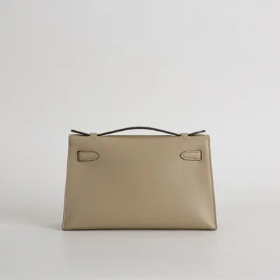 KELLY POCHETTE SWIFT LEATHER BEIGE MARFA WITH GOLD HARDWARE (GHW) - 3