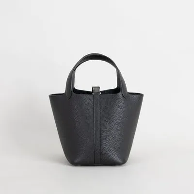 PICOTIN 18 LOCK CLEMENCE LEATHER NOIR (BLACK) WITH PALLADIUM HARDWARE (PHW) - 3
