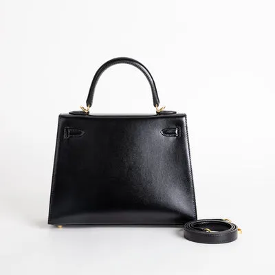 KELLY 25 BLACK BOX CALF LEATHER WITH GOLD HARDWARE (GHW) - 2
