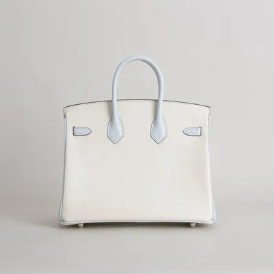 BIRKIN 25 CHEVRE LEATHER HORSESHOE STAMP (HSS) BI-COLOR BETON & BLEU BRUME WITH PALLADIUM HARDWARE (PHW) - 3