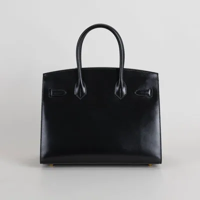 BIRKIN 30 (SELLIER SHAPE) BLACK BOX CALF LEATHER WITH GOLD HARDWARE (GHW) - 3