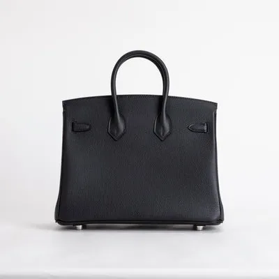 BIRKIN 25 TOGO LEATHER NOIR (BLACK) WITH PALLADIUM HARDWARE (PHW) - 3