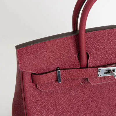 BIRKIN 25 TOGO LEATHER ROUGE GRENAT WITH PALLADIUM HARDWARE (PHW) - 4