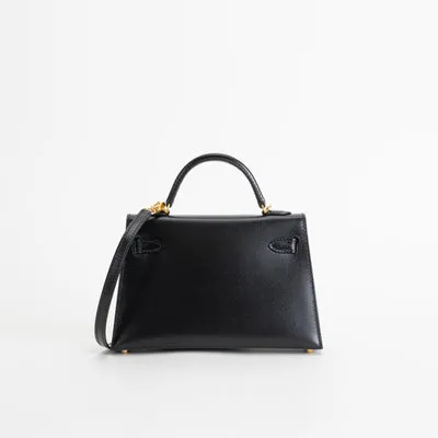 MINI KELLY II (20) BLACK BOX CALF LEATHER WITH GOLD HARDWARE (GHW) - 3