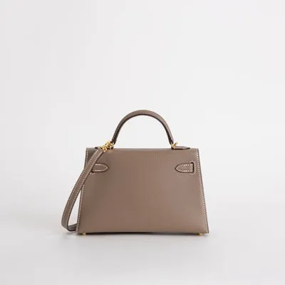 MINI KELLY II (20) EPSOM LEATHER ETOUPE WITH GOLD HARDWARE (GHW) - 3